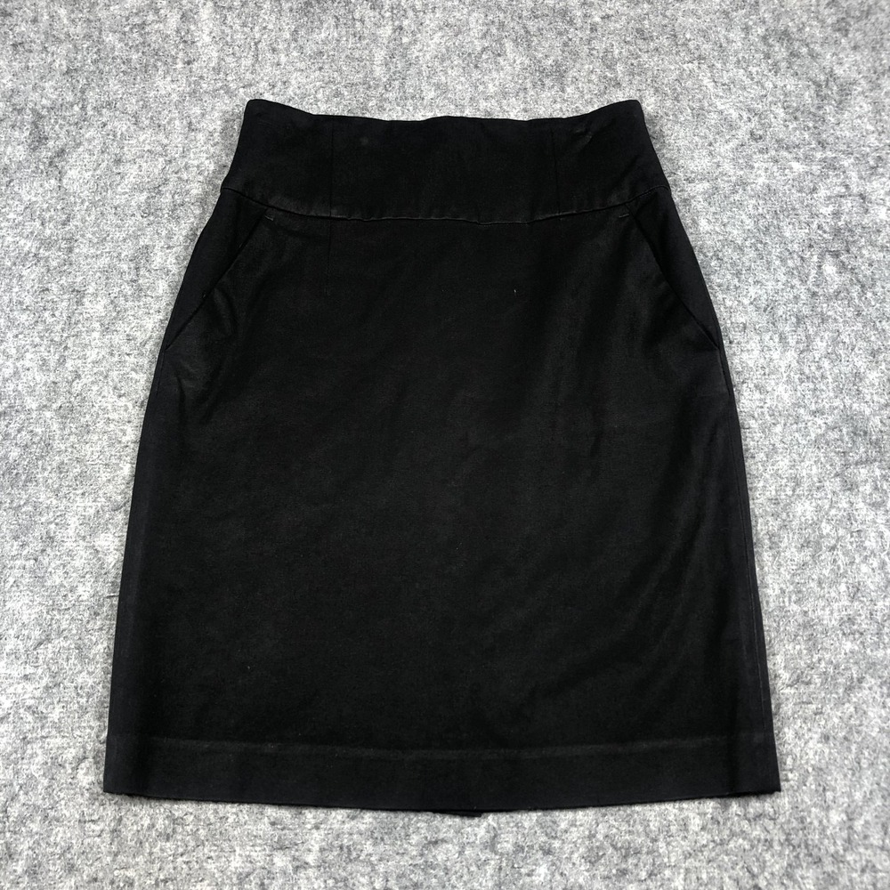 Banana Republic Skirt Womens 2 Black Twill Pencil Knee Length Stretch Pockets